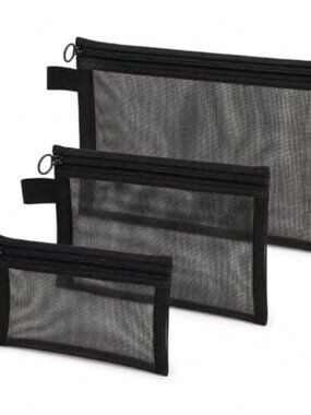 3pc Clear Mesh Toiletry Bag Set Zipper Pouches Travel Cosmetic Organizer